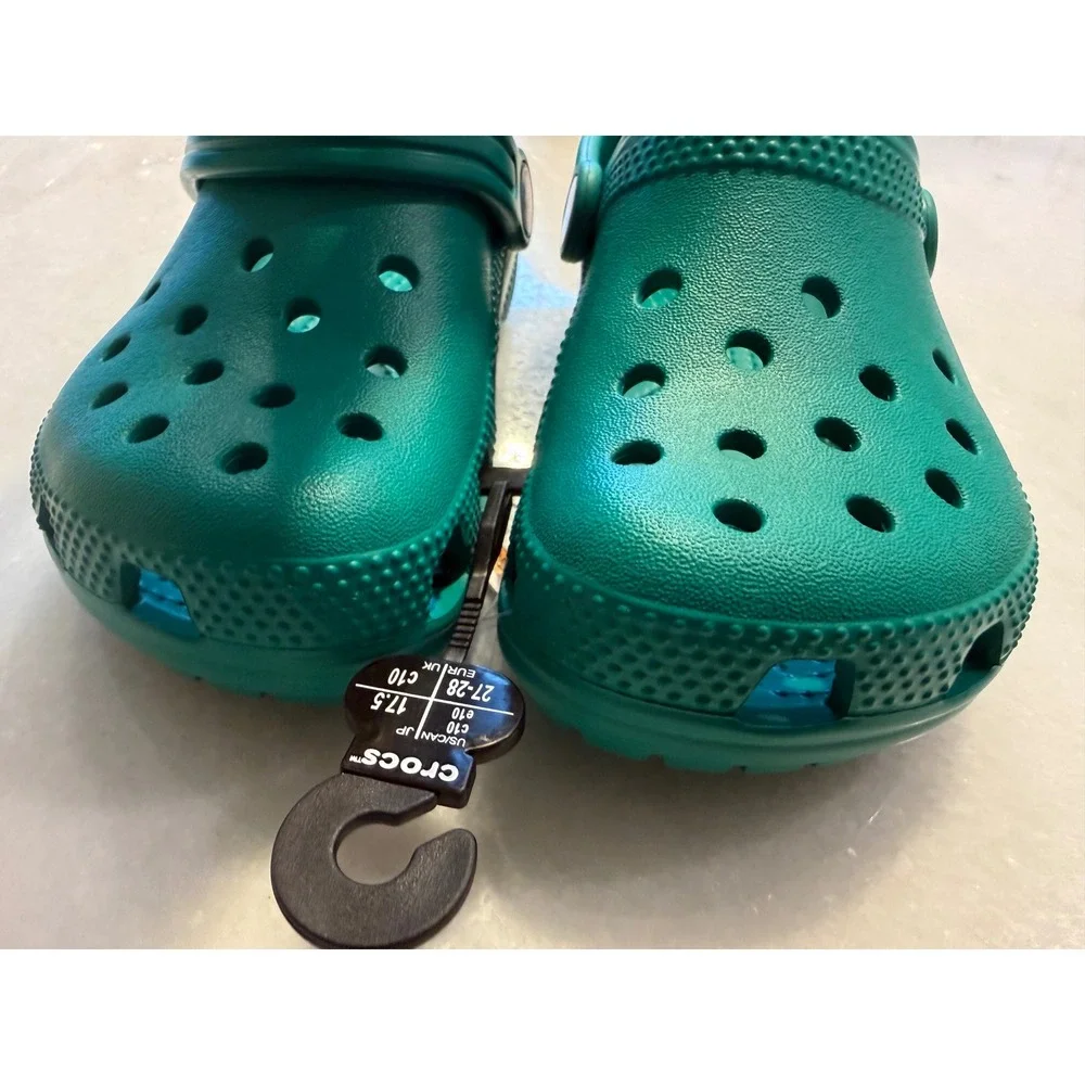 Crocs Classic Clog K Kids Size C10 Deep Green Roomy Fit 204536-3TJ Slip On Shoes